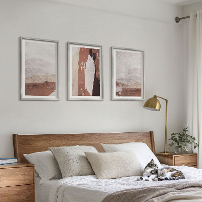 Set di 3 quadri motivi astratti nei toni del marrone e del beige