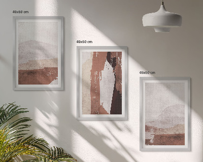 Set di 3 quadri motivi astratti nei toni del marrone e del beige