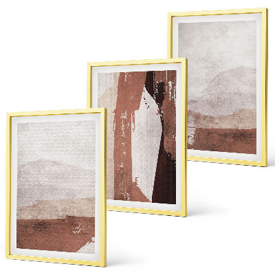 Set di 3 quadri motivi astratti nei toni del marrone e del beige
