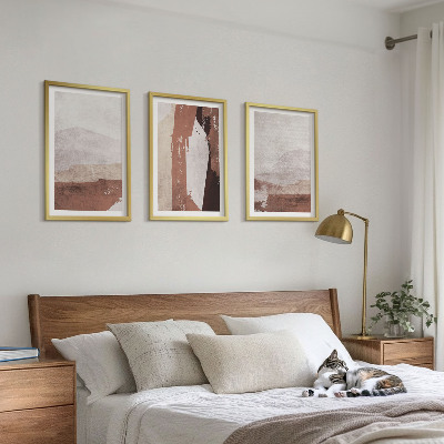 Set di 3 quadri motivi astratti nei toni del marrone e del beige