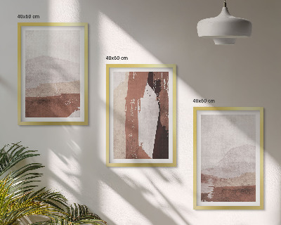 Set di 3 quadri motivi astratti nei toni del marrone e del beige