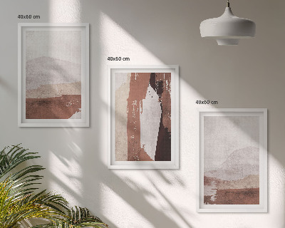 Set di 3 quadri motivi astratti nei toni del marrone e del beige