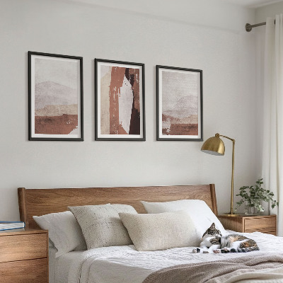 Set di 3 quadri motivi astratti nei toni del marrone e del beige