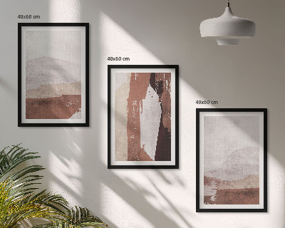 Set di 3 quadri motivi astratti nei toni del marrone e del beige