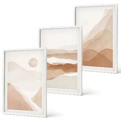 Set di quadri incorniciati con paesaggi astratti marroni