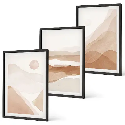 Set di quadri incorniciati con paesaggi astratti marroni