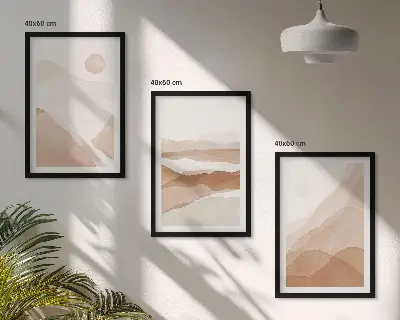 Set di quadri incorniciati con paesaggi astratti marroni
