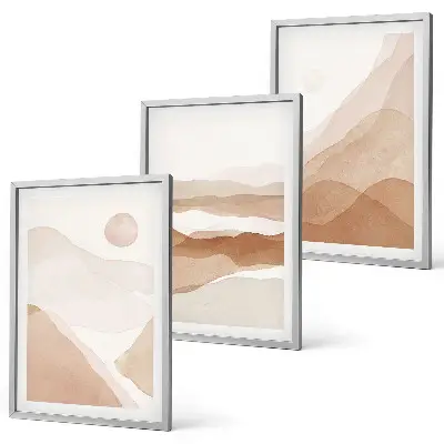 Set di quadri incorniciati con paesaggi astratti marroni