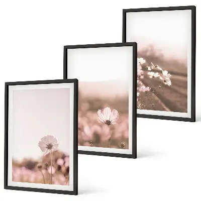 Set di 3 quadri con prati fioriti e paesaggi estivi
