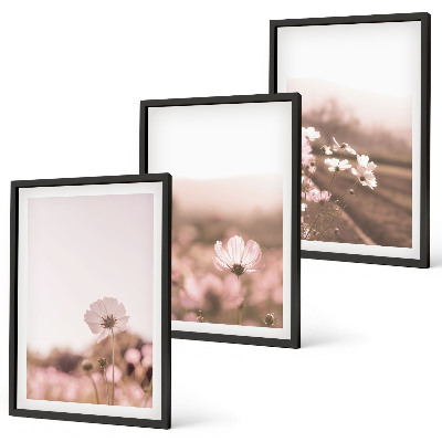 Set di 3 quadri Prati fioriti, paesaggi estivi
