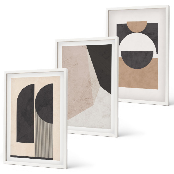 Set di quadri incorniciati Forme astratte beige marrone