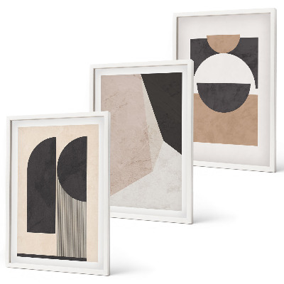 Set di quadri incorniciati Forme astratte beige marrone