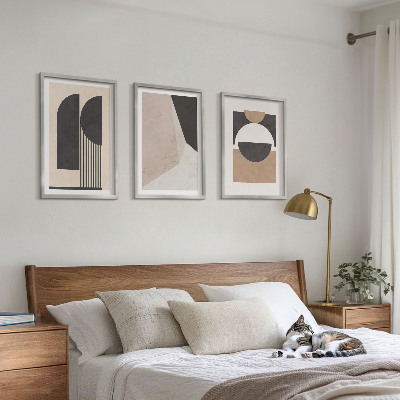 Set di quadri incorniciati Forme astratte beige marrone