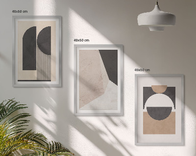 Set di quadri incorniciati Forme astratte beige marrone