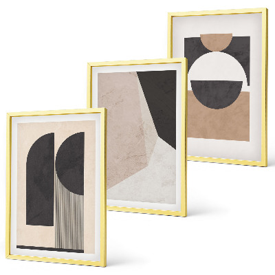 Set di quadri incorniciati Forme astratte beige marrone