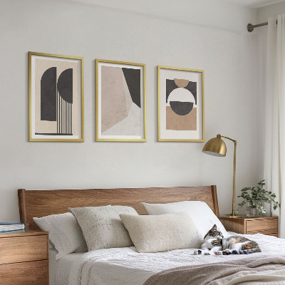 Set di quadri incorniciati Forme astratte beige marrone