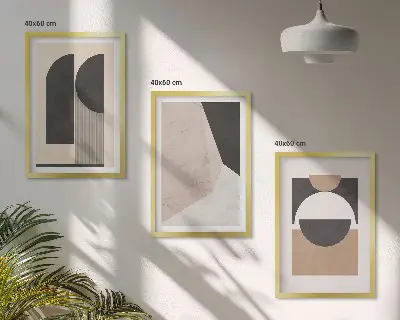 Set di quadri incorniciati con motivi di forme astratte nei toni del beige e marrone