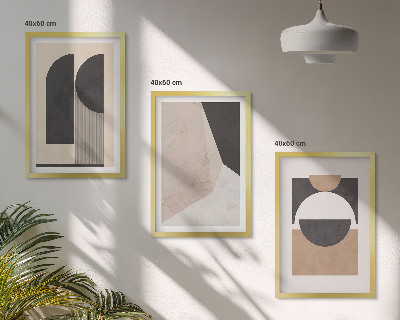 Set di quadri incorniciati Forme astratte beige marrone