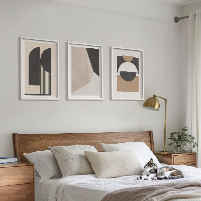 Set di quadri incorniciati Forme astratte beige marrone