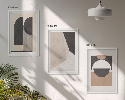 Set di quadri incorniciati Forme astratte beige marrone