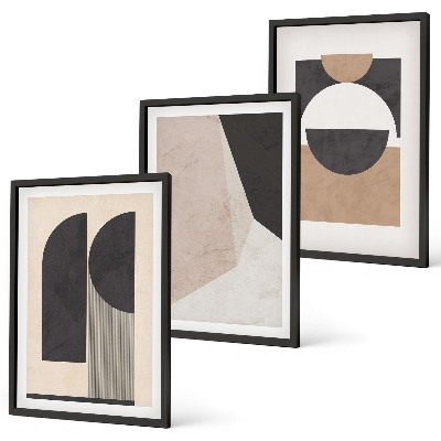 Set di quadri incorniciati Forme astratte beige marrone