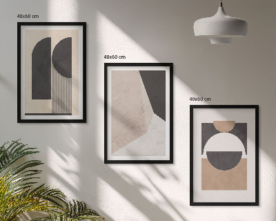 Set di quadri incorniciati Forme astratte beige marrone