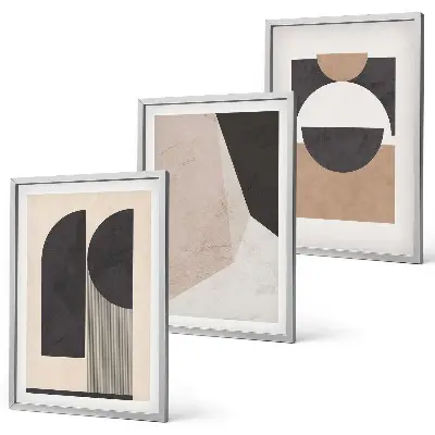 Set di quadri incorniciati con motivi di forme astratte nei toni del beige e marrone