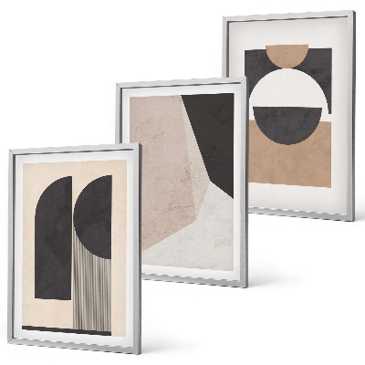 Set di quadri incorniciati Forme astratte beige marrone