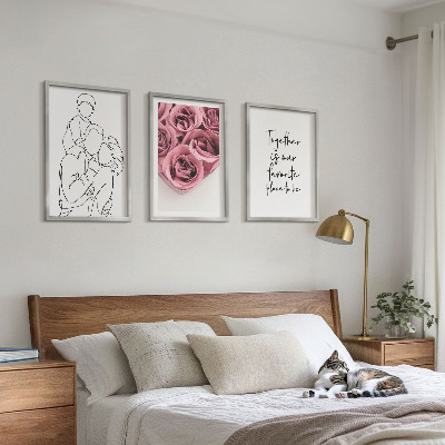 Set di 3 quadri Mazzi di rose disegnati a mano per la famiglia