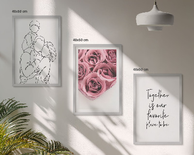 Set di 3 quadri Mazzi di rose disegnati a mano per la famiglia