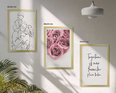 Set di 3 quadri Mazzi di rose disegnati a mano per la famiglia