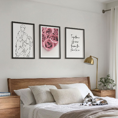 Set di 3 quadri Mazzi di rose disegnati a mano per la famiglia