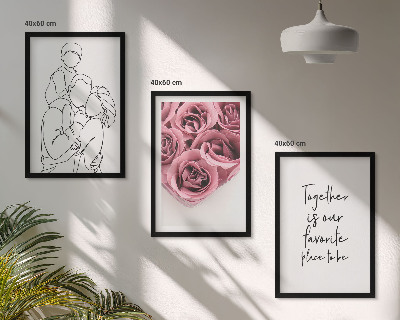Set di 3 quadri Mazzi di rose disegnati a mano per la famiglia