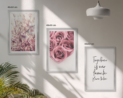 Composizione di quadri Mazzi di fiori di rose con una scritta