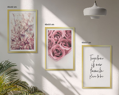 Composizione di quadri Mazzi di fiori di rose con una scritta