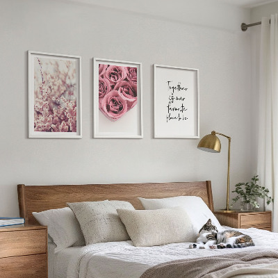 Composizione di quadri Mazzi di fiori di rose con una scritta