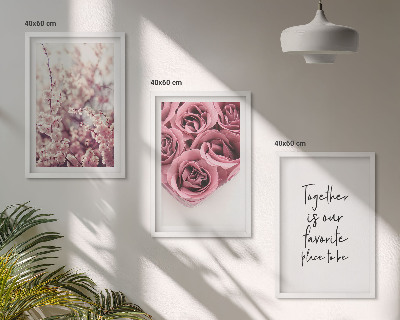 Composizione di quadri Mazzi di fiori di rose con una scritta