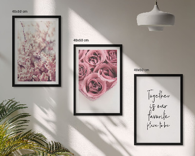 Composizione di quadri Mazzi di fiori di rose con una scritta