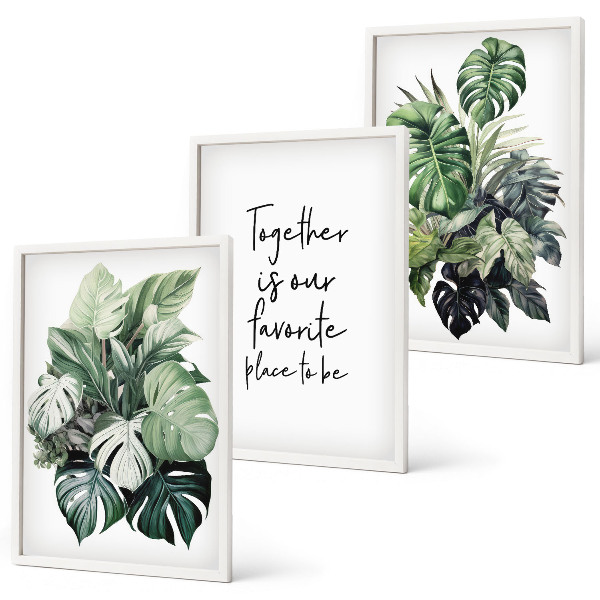 Set di quadri incorniciati Foglie verdi di piante tropicali