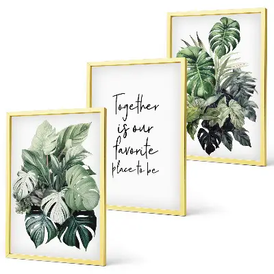 Set di quadri incorniciati con foglie verdi di piante tropicali