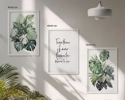 Set di quadri incorniciati con foglie verdi di piante tropicali