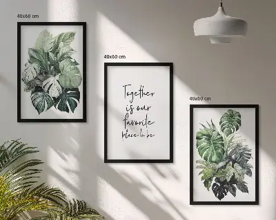 Set di quadri incorniciati con foglie verdi di piante tropicali