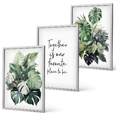 Set di quadri incorniciati Foglie verdi di piante tropicali