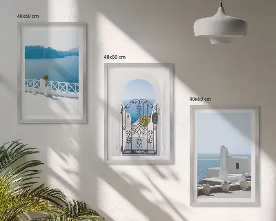 Composizione di quadri con edifici del Mar Bianco in Grecia