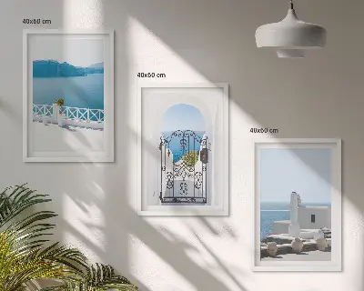 Composizione di quadri con edifici del Mar Bianco in Grecia