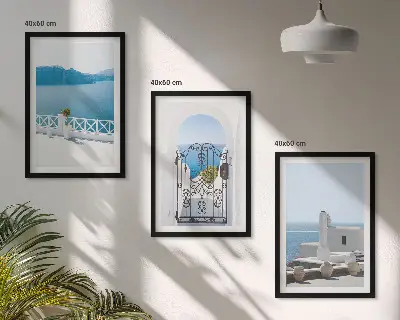 Composizione di quadri con edifici del Mar Bianco in Grecia