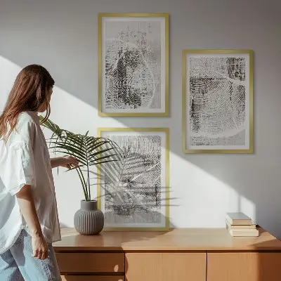 Set di quadri incorniciati con venature del legno grigio