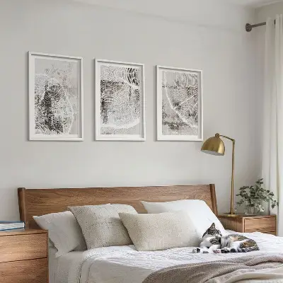 Set di quadri incorniciati con venature del legno grigio