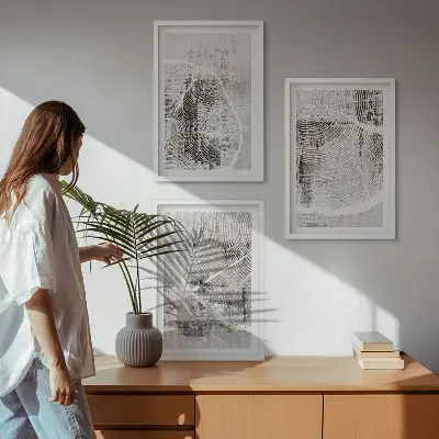 Set di quadri incorniciati con venature del legno grigio