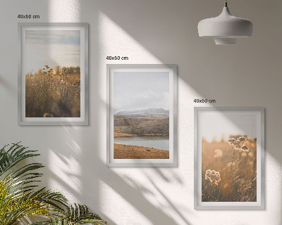 Set di 3 quadri Paesaggi prati montagne lago